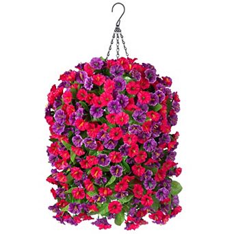 Artificial Hanging Morning Glory Basket Garden Decor