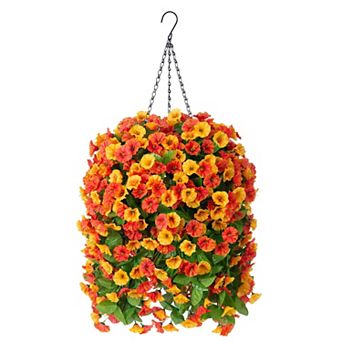 Artificial Hanging Morning Glory Basket Garden Decor
