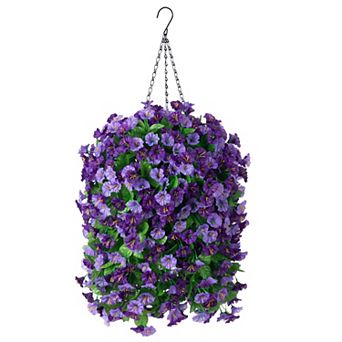 Artificial Hanging Morning Glory Basket Garden Decor