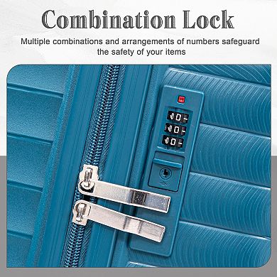 Trikiousd 4 pcs/set Wheel Luggage, Iron Pull Rod, Combination Password Lock, 14" Cosmetic Case