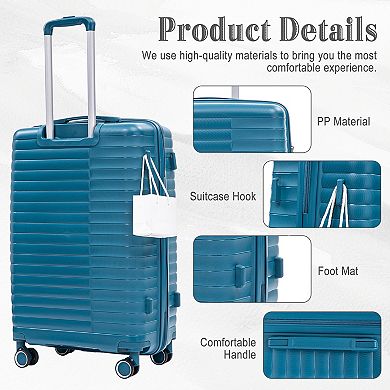 Trikiousd 4 pcs/set Wheel Luggage, Iron Pull Rod, Combination Password Lock, 14" Cosmetic Case