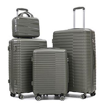 Trikiousd 4 pcs/set Wheel Luggage, Iron Pull Rod, Combination Password Lock, 14" Cosmetic Case
