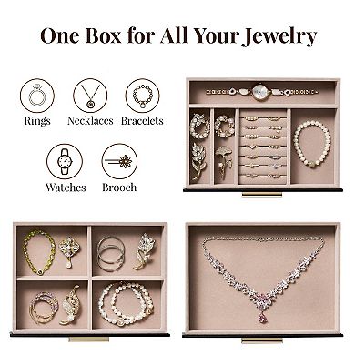 3 Layer Jewelry Box with Glass Window Mother's Day Gifts