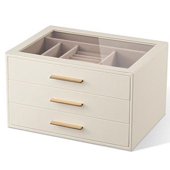 3 Layer Jewelry Box with Glass Window Mother's Day Gifts