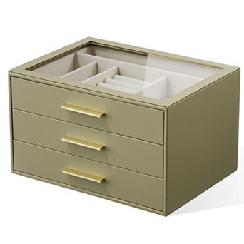 3 Layer Jewelry Box with Glass Window Mother's Day Gifts