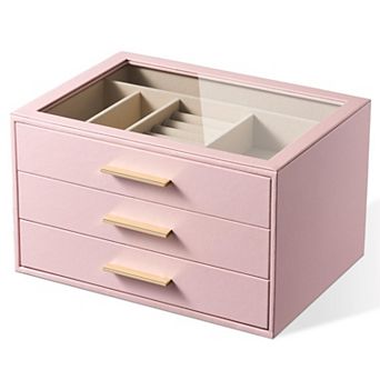 3 Layer Jewelry Box with Glass Window Mother's Day Gifts