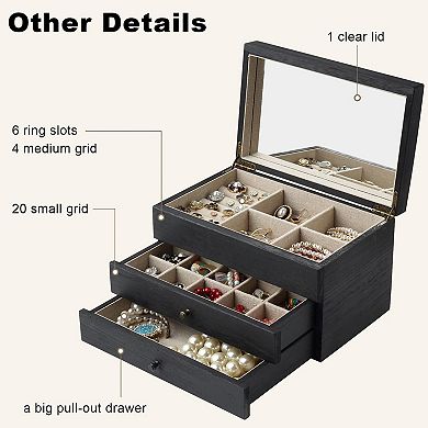 3-Layer Rustic Jewelry Box Organizer Mother's Day Gifts