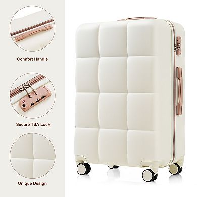 Trikiousd Luggage Sets 4 Pcs with Travel Bag, Cup Holder, ABS Hard Shell Luggage with Spinner Wheels