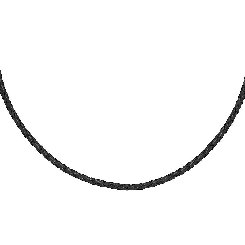 Individuality Beads Sterling Silver Braided Leather Necklace, Womens, Siz