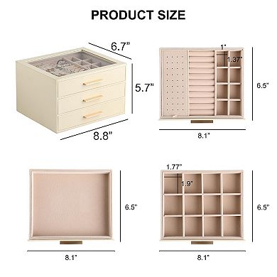 3-Layer Clear Lid Jewelry Box Organizer Mother's Day Gifts