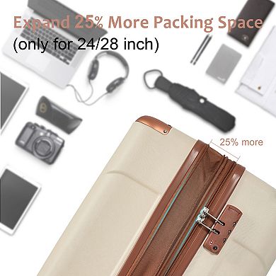 Trikiousd 3-Piece Expandable ABS Hardshell Luggage Set with TSA Lock & Spinner Wheels 20/24/28"