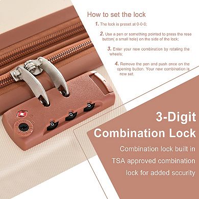 Trikiousd 3-Piece Expandable ABS Hardshell Luggage Set with TSA Lock & Spinner Wheels 20/24/28"