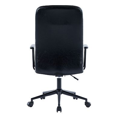 Trikiousd PU Leather High Back Office Chair with Adjustable Swivel and Armrests