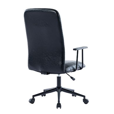 Trikiousd PU Leather High Back Office Chair with Adjustable Swivel and Armrests