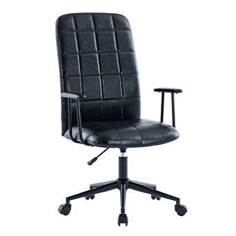 Trikiousd PU Leather High Back Office Chair with Adjustable Swivel and Armrests