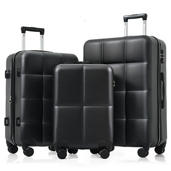 Trikiousd Luggage Set of 3, Cup Holder ABS Hard Shell Luggage with Spinner Wheels