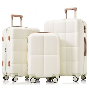 Trikiousd Luggage Set of 3, Cup Holder ABS Hard Shell Luggage with Spinner Wheels