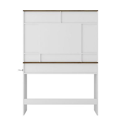 Trikiousd Vanity Desk With Mirror and Lights, Farmhouse Makeup Dressing Table with Power Outlet