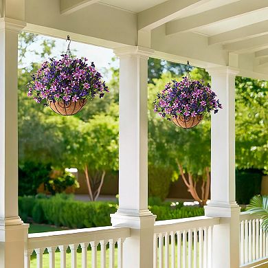 Artificial Hanging Flowers UV Resistant Outdoor Baskets