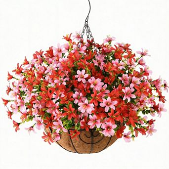 Artificial Hanging Flowers UV Resistant Outdoor Baskets