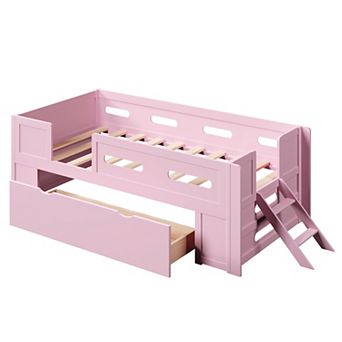 Trikiousd Twin Size Platform Bed Kids Montessori Beds Low Profile Bed Frame w/ Storage Drawers