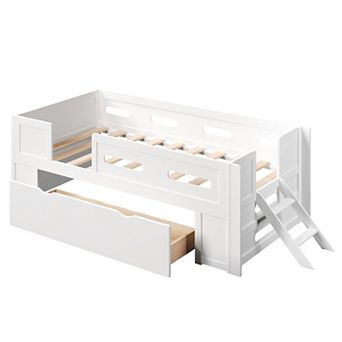 Trikiousd Twin Size Platform Bed Kids Montessori Beds Low Profile Bed Frame w/ Storage Drawers