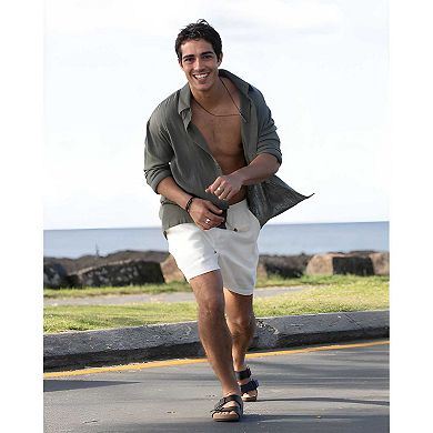 Men Lightweight Linen Lounge Shorts