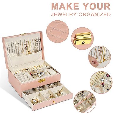 2-Layer Lockable Jewelry Box Mother's Day Gifts Idea