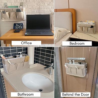 2-PackWall-mounted storage bag with pockets, waterproof design, suitable for bedrooms, kitchens