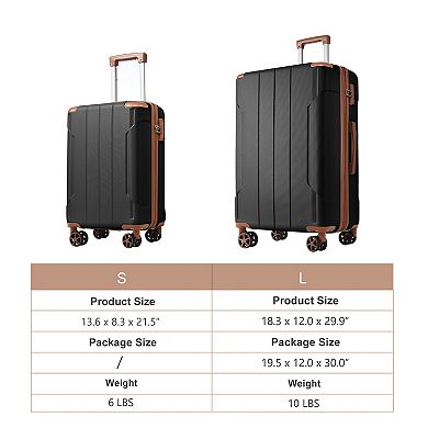 Trikiousd 2-Piece ABS Hardshell Luggage Set with TSA Lock Spinner Wheels 20/28"