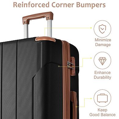 Trikiousd 2-Piece ABS Hardshell Luggage Set with TSA Lock Spinner Wheels 20/28"