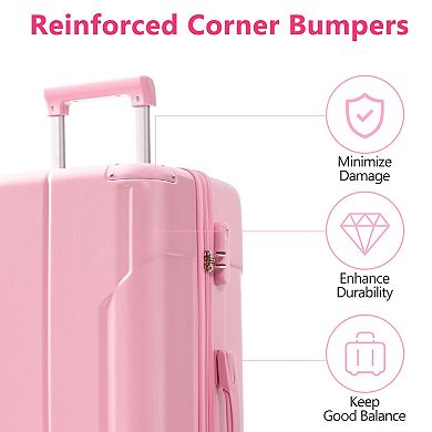 Trikiousd 3-Piece ABS Hardshell Luggage Set with Spinner Wheels Carry-On & Checked 20/24/28"