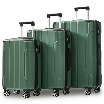 Trikiousd 3 pc ABS Hardshell Luggage Set with Spinner Wheels Carry-On & Checked 20/24/28"