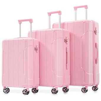 Trikiousd 3 pc ABS Hardshell Luggage Set with Spinner Wheels Carry-On & Checked 20/24/28"