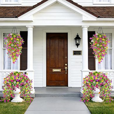 4pcs 31”Artificial Flowers Outdoor UV Resistant Hanging Decor