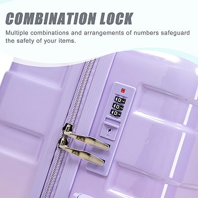 Trikiousd 3 Pcs Set in PC Spinner Wheel Luggage with Gradient Color and Combination Lock
