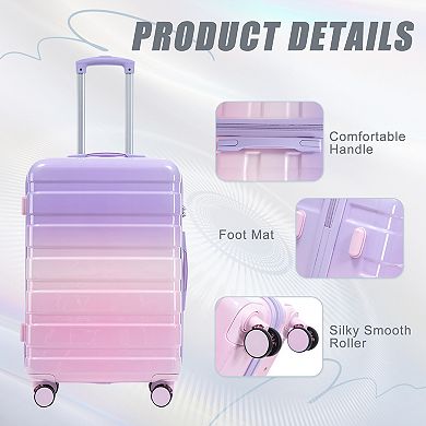 Trikiousd 3 Pcs Set in PC Spinner Wheel Luggage with Gradient Color and Combination Lock