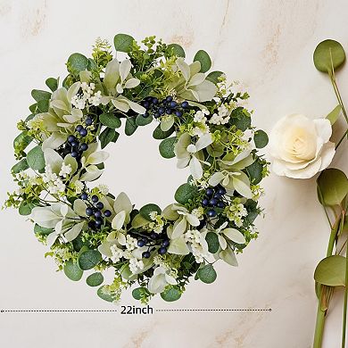 22" Lamb's Ear Eucalyptus Wreath Farmhouse Decor Suitable for all four seasons