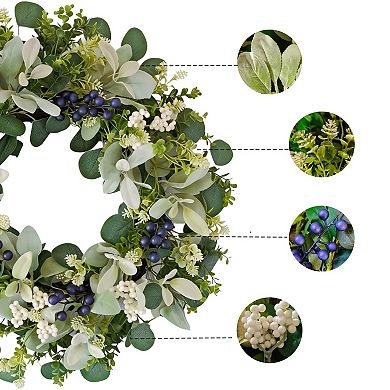 22" Lamb's Ear Eucalyptus Wreath Farmhouse Decor Suitable for all four seasons
