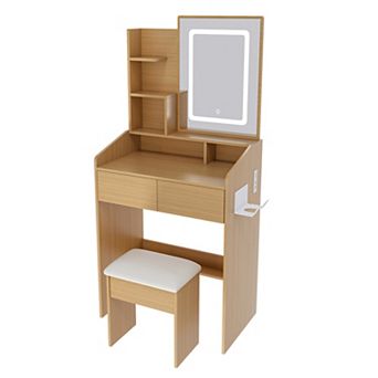 Trikiousd Small Bedroom Vanity Table & Stool Set