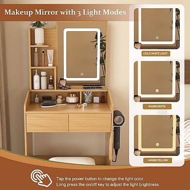 Trikiousd Small Bedroom Vanity Table & Stool Set