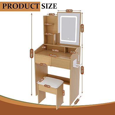 Trikiousd Small Bedroom Vanity Table & Stool Set