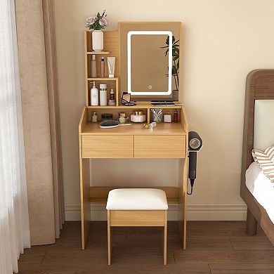 Trikiousd Small Bedroom Vanity Table & Stool Set