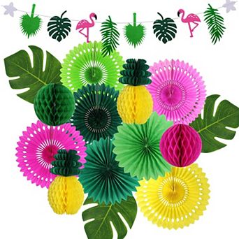 Summer Party Supplies Paper Tropical Decorations 15 pc