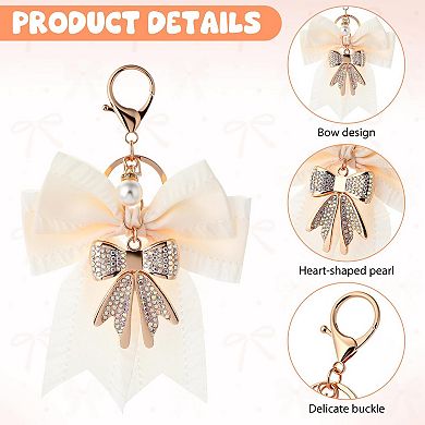 Bow Keychain Rhinestone Purse Charm Crystal Bag Accessory Women Gift