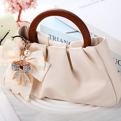 Bow Keychain Rhinestone Purse Charm Crystal Bag Accessory Women Gift