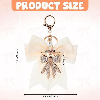 Bow Keychain Rhinestone Purse Charm Crystal Bag Accessory Women Gift