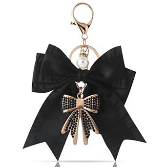 Bow Keychain Rhinestone Purse Charm Crystal Bag Accessory Women Gift