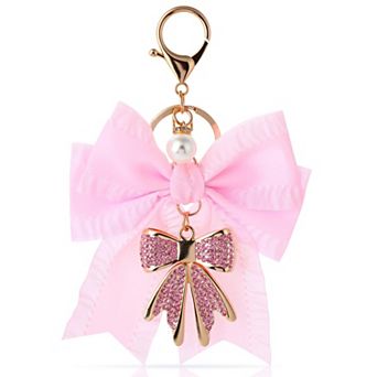 Bow Keychain Rhinestone Purse Charm Crystal Bag Accessory Women Gift