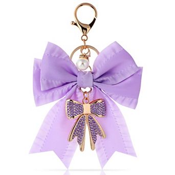 Bow Keychain Rhinestone Purse Charm Crystal Bag Accessory Women Gift